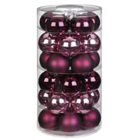 Kerstballen - 30x st - roze/bordeaux rood - D6 cm - glas - mat/glans - kerstversiering