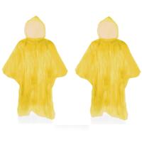 Wegwerp regenponcho - Pakket van 10x stuks - geel - voor kinderen - 63 x 70 cm - polyester - regenkl