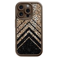 iPhone 15 Pro bruine case - Luipaard chevron