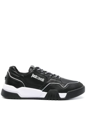 Just Cavalli baskets en cuir métallisé - Noir