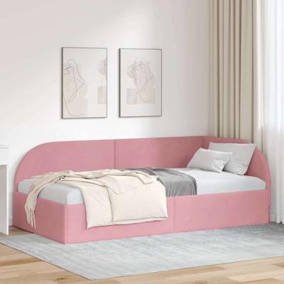 Hoekbedframe met hoofdeinde Roze 90 x 200 cm Fluweel