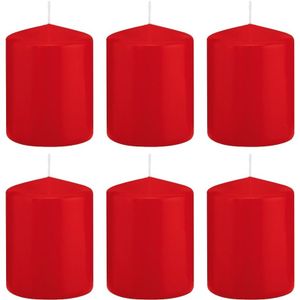 6x Rode cilinderkaarsen/stompkaarsen 6 x 8 cm 29 branduren