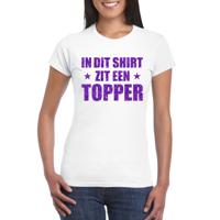 Toppers in concert - In dit shirt zit een Topper in paarse glitters t-shirt dames wit - thumbnail