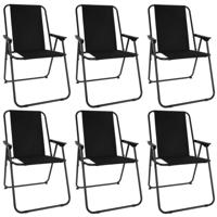 Redcliffs Stoel unica - 6x - zwart - opvouwbaar - 75 x 38 cm - metaal/polyester - campingstoel/tuins