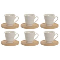 Set van 6 kopjes met schotel Home ESPRIT Wit Bamboe Porselein 90 ml