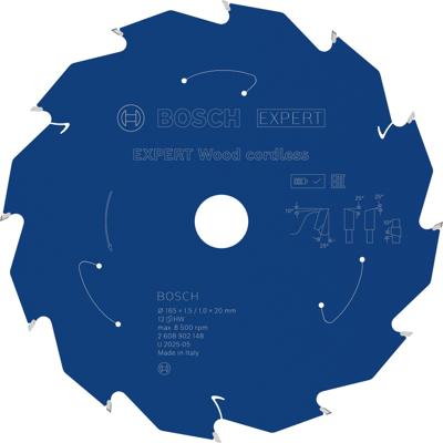 Bosch Accessoires EXPERT Wood cordless Cirkelzaagblad | 165 x 1,5/1 x 20 mm | T12 - 2608902148