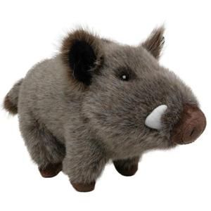 Nature Planet Knuffeldier wild zwijn - zachte pluche stof - veel details - grijs - 15 cm