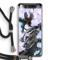 Pastel zwart: Samsung Galaxy A80 Transparant Hoesje met koord