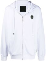 Philipp Plein hoodie zippé à patch tête de mort - Blanc