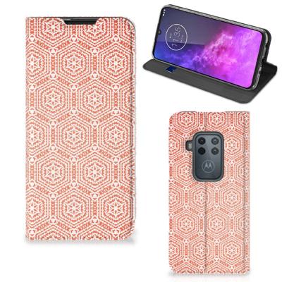 Motorola One Zoom | Hoesje met Magneet | Pattern Orange