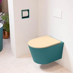 Wandcloset Mondiaz Lavie | Zonder spoelrand | Incl.Toiletzitting-Sand | Keramiek | Smag (turquoise)