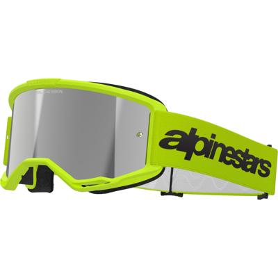 ALPINESTARS Vision 3 Wordmark Goggle, Crossbrillen, Geel Fluo-Spiegel Zilver