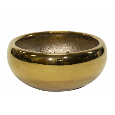 Mega Collections Bloempot/schaal Emperor laag - rond - goud - D27 x H15 cm - glans