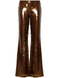 Alberta Ferretti pantalon évasé à sequins - Marron