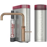 Quooker Fusion Square Keukenkraan Set - Kokend Warm- en Koud Water - Messing Patina - Inclusief PRO3 Reservoir & CUBE - Direct Gekoeld Bruisend Water