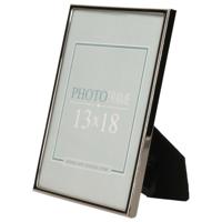 Metalen fotolijst zilver/zwart geschikt voor een foto van  13 x 18 cm   - - thumbnail