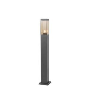 QAZQA Moderne buitenlamp paal donkergrijs met smoke 80 cm - Malios