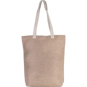 Jute canvas katoenen schoudertasje- natural beige - 38 x 42 cm - Boodschappentas