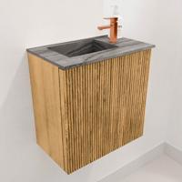 Toiletmeubel Mondiaz Joya Dlux | 40 cm | Meubelkleur Oak | Faye wastafel Sombra Wasbak Links | 1 kraangat