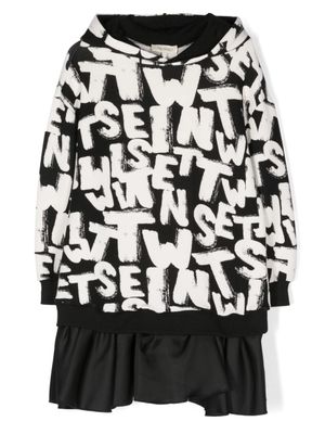 TWINSET Kids robe superposée à logo imprimé - Noir