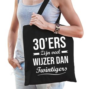 30ers zijn veel wijzer dan twintigers kado / verjaardag tas 30 jaar zwart voor dames - Feest Boodschappentassen