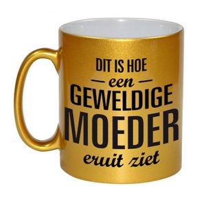 Geweldige moeder cadeau mok / beker goudglanzend 330 ml - feest mokken