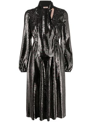 Nº21 robe mi-longue brodée de sequins - Noir