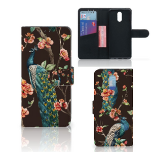 Nokia 2.3 Telefoonhoesje met Pasjes Pauw met Bloemen