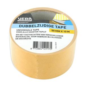 Dubbelzijdige tape / tapijttape - 50 mm x 10 m - Bruin - Universeel - Dubbelzijdig tapijt plakband