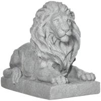 Outsunny Lion Sculpture Tuinornament Weerbestendig Tuinbeeld Grijs