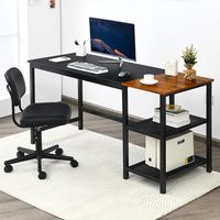 150 cm Computerbureau met Verwijderbare Opbergplanken Industrieel Gaming Bureau met Koptelefoonhaak Laptopbureau Zwart