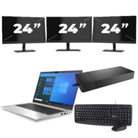 HP ProBook 430 G8 - Intel Core i5-11e Generatie - 13 inch - 16GB RAM - 256GB SSD - Windows 11 Home + 3x 24 inch Monitor