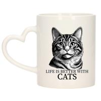 Cadeau mok voor katten liefhebbers - American Curl - hartjes oor - keramiek - 300 ml