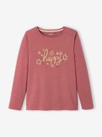 T-shirt met tekst voor meisjes roze - thumbnail