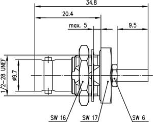 Telegärtner 100023431 100023431 BNC-connector Bus, inbouw 50 Ω 1 stuk(s)