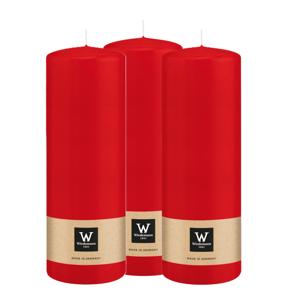 Cilinderkaars/stompkaars - 3x - rood - 20 x 7 cm - 103 branduren