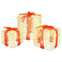 Cadeau Doos met 60 LED 3 pcs Warmwit 20 x 20 x 20 cm Acryl