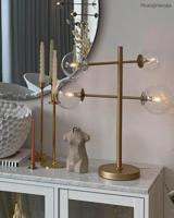 Gouden tafellamp met glazen bollen, dimmer & G9 fittingen By Rydens &apos;Avenue&apos;