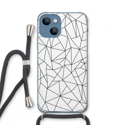 Geometrische lijnen zwart: iPhone 13 mini Transparant Hoesje met koord