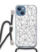Geometrische lijnen zwart: iPhone 13 mini Transparant Hoesje met koord