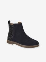Leren boots voor meisjes met glitter, kleuterschoolcollectie marineblauw