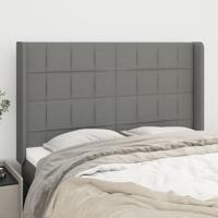 Hoofdbord met randen 147x16x118/128 cm stof donkergrijs