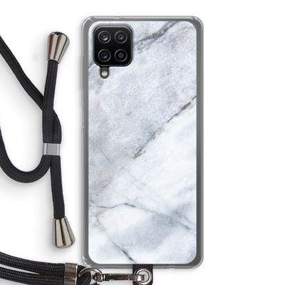 Witte marmer: Samsung Galaxy A12 Transparant Hoesje met koord