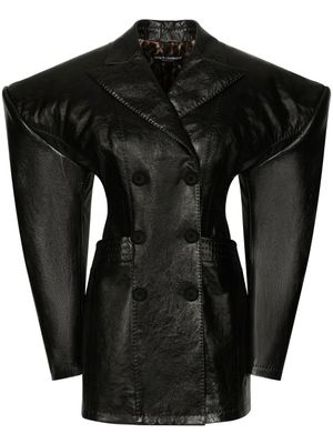 Dolce & Gabbana veste en cuir à design structuré - Noir