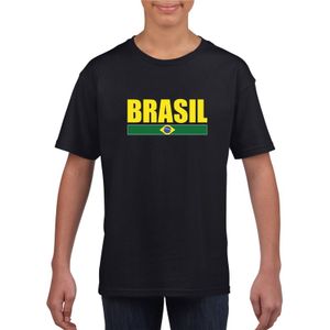 Zwart / geel Brazilie supporter t-shirt voor kinderen