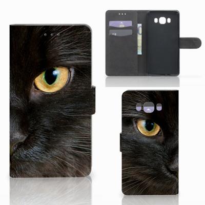 Samsung Galaxy J7 2016 | Telefoonhoesje | Met pasjeshouder | Zwarte Kat