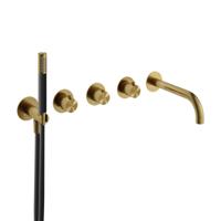 Hotbath Archie Afbouwdeel - Inbouw Bad/Douche Thermostaat 2 Stopkranen met Uitloop - Geborsteld Messing PVD