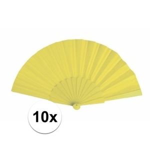 10x stuks Spaanse Handwaaiers geel 23 cm