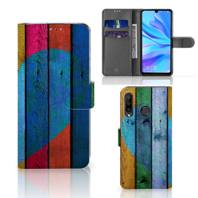 Huawei P30 Lite (2020) | Book Style Case | Wood Heart - Cadeau voor je Vriend