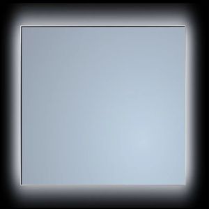 Spiegel Sanicare Q-Mirrors 70x70 cm Vierkant Met Rondom LED Cold White, Omlijsting Mat Zwart incl. ophangmateriaal Met Afstandsbediening